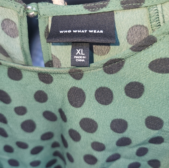 Who What Wear Green/blk polka dots dress - Picture 7 of 7